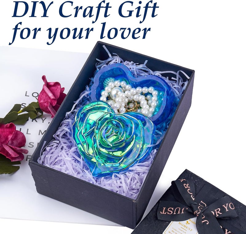 Dacies Heart Jar Resin Mold with Rose Lid Epoxy Resin Storage Box Casting Molds DIY Jewelry Trinket Candy Container Silicone Mould Concrete Cement Plaster Planter Candle Vessel Craft Silicone Molds - Image 5